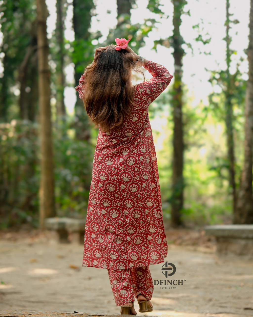 Elegant Red Paisley Wrap Kurta Set | A-line Co-ord set