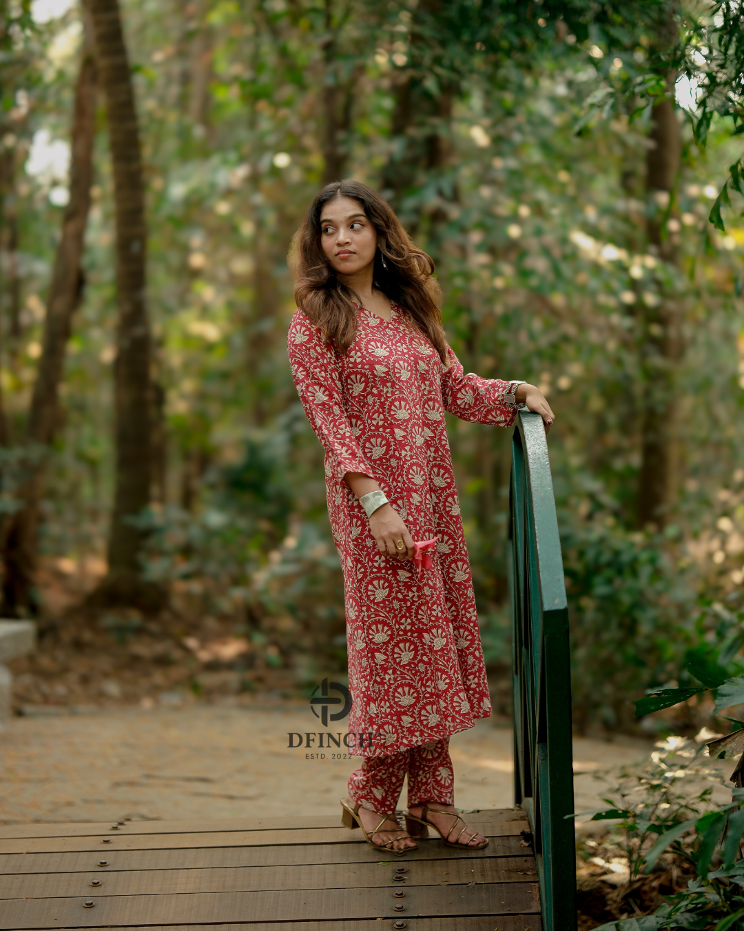 Elegant Red Paisley Wrap Kurta Set | A-line Co-ord set