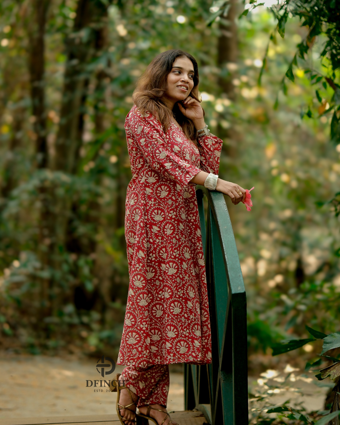 Elegant Red Paisley Wrap Kurta Set | A-line Co-ord set