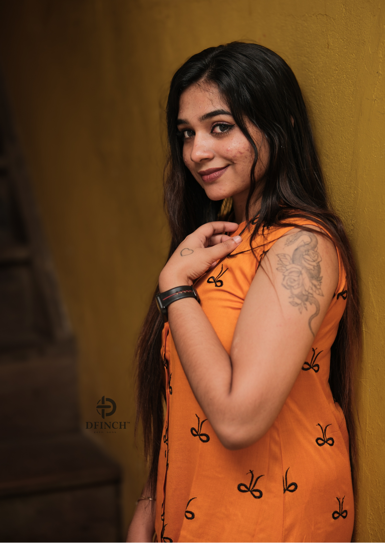 Mustard Printed Sleeveless Kurti Set | Button Neck Style