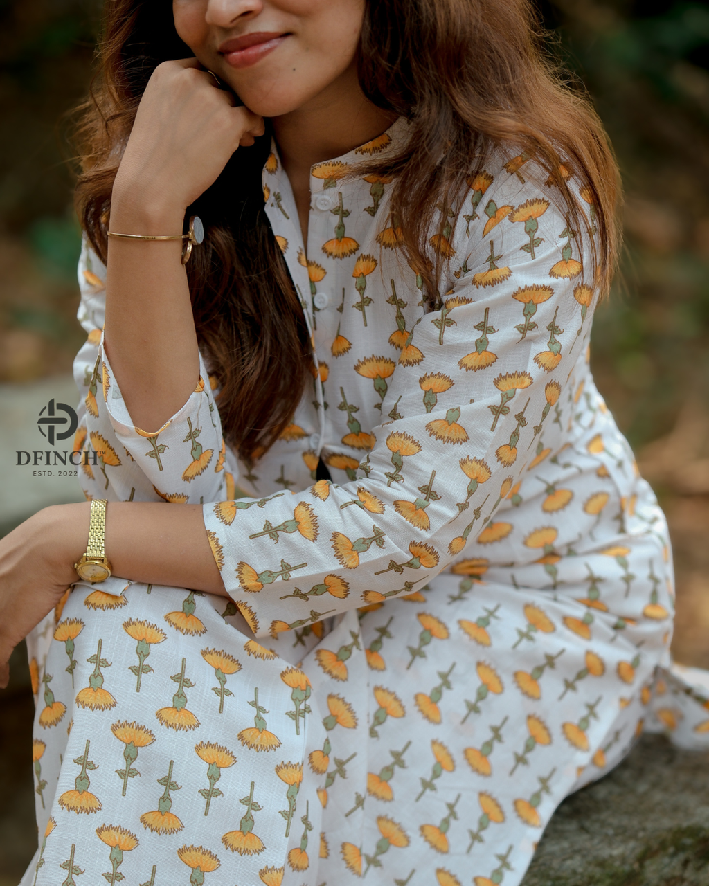 Off-White Marigold Buti Kurta Palazzo Set |  dfinchfashions