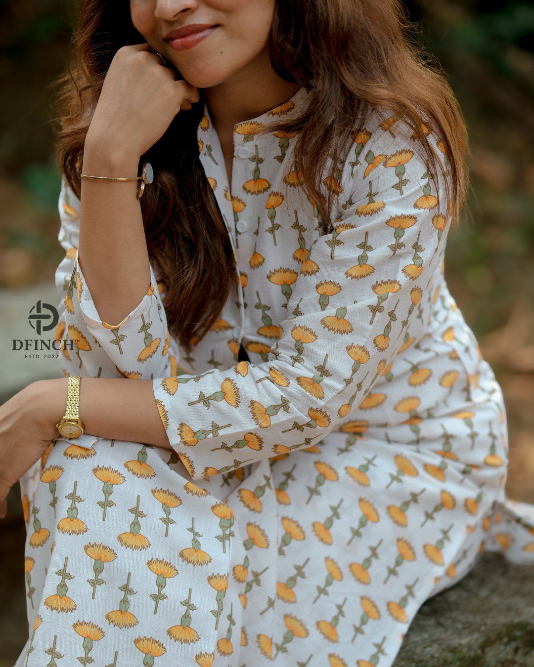 Off-White Marigold Buti Kurta Palazzo Set |  dfinchfashions