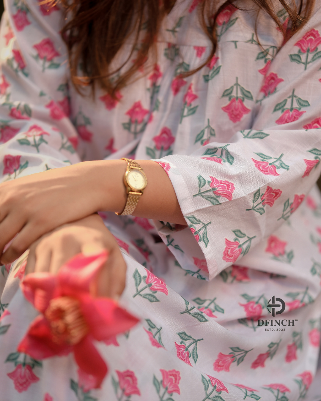 White Pink Floral Kurta Palazzo Set | Co-ord set for Women