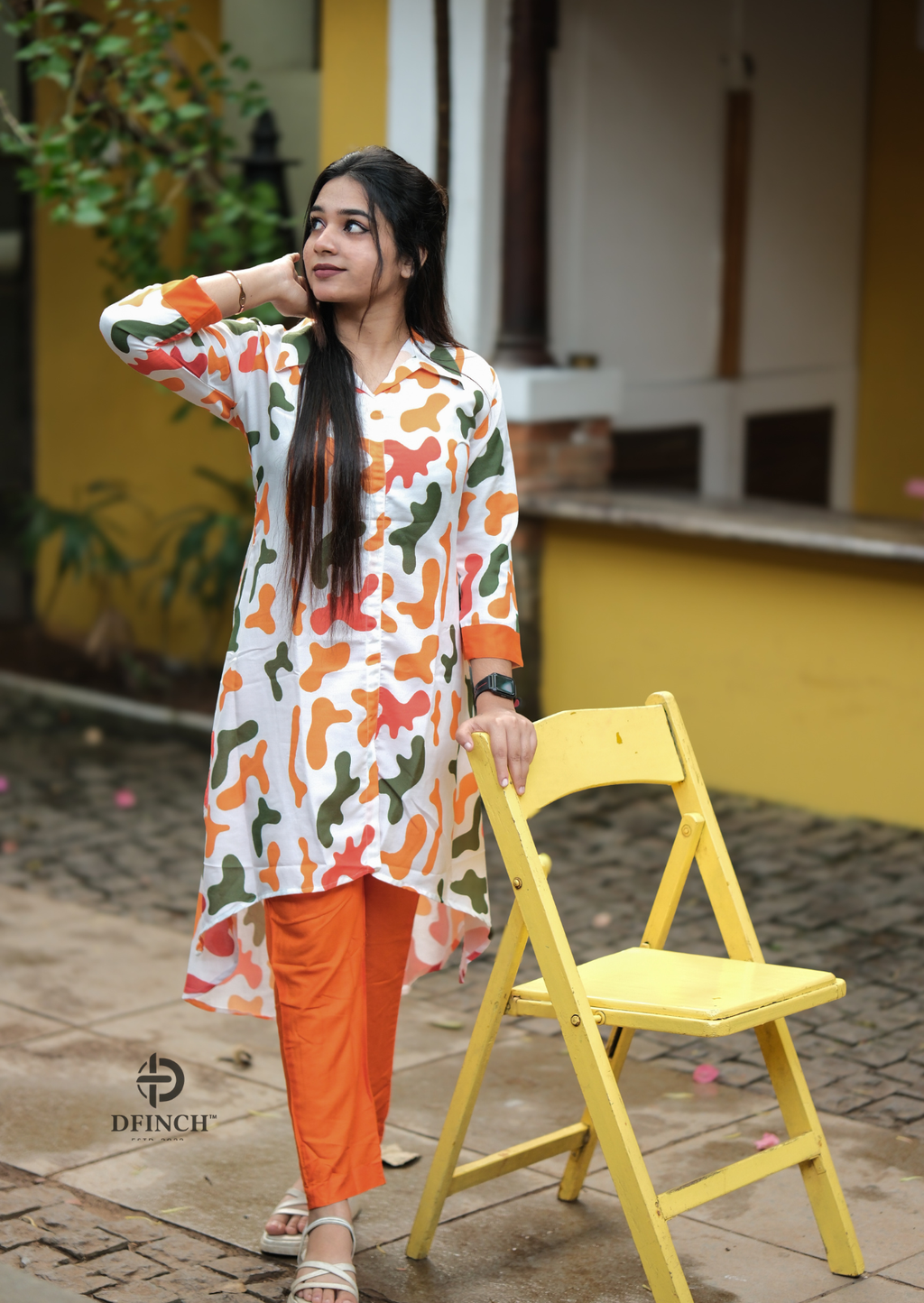 Printed Shirt-Style up and down Kurti Set | Dfinch fashions