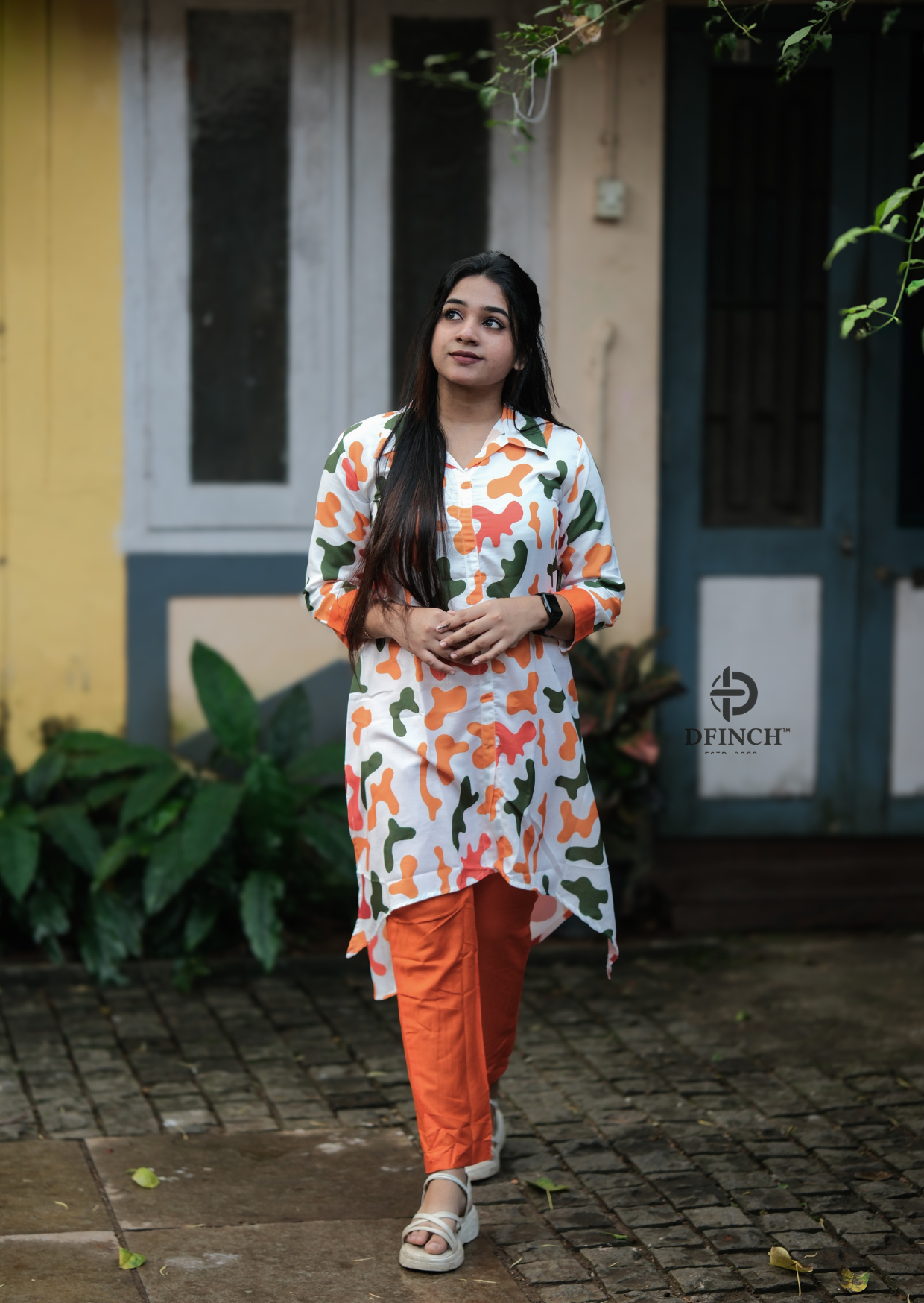 Printed Shirt-Style up and down Kurti Set | Dfinch fashions