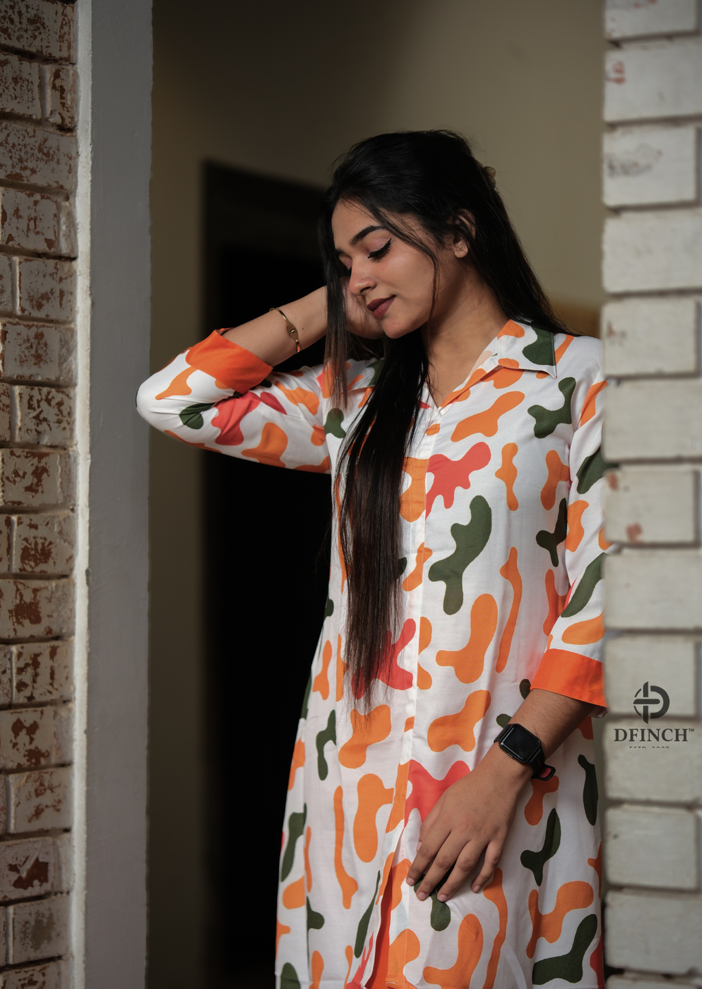 Printed Shirt-Style up and down Kurti Set | Dfinch fashions