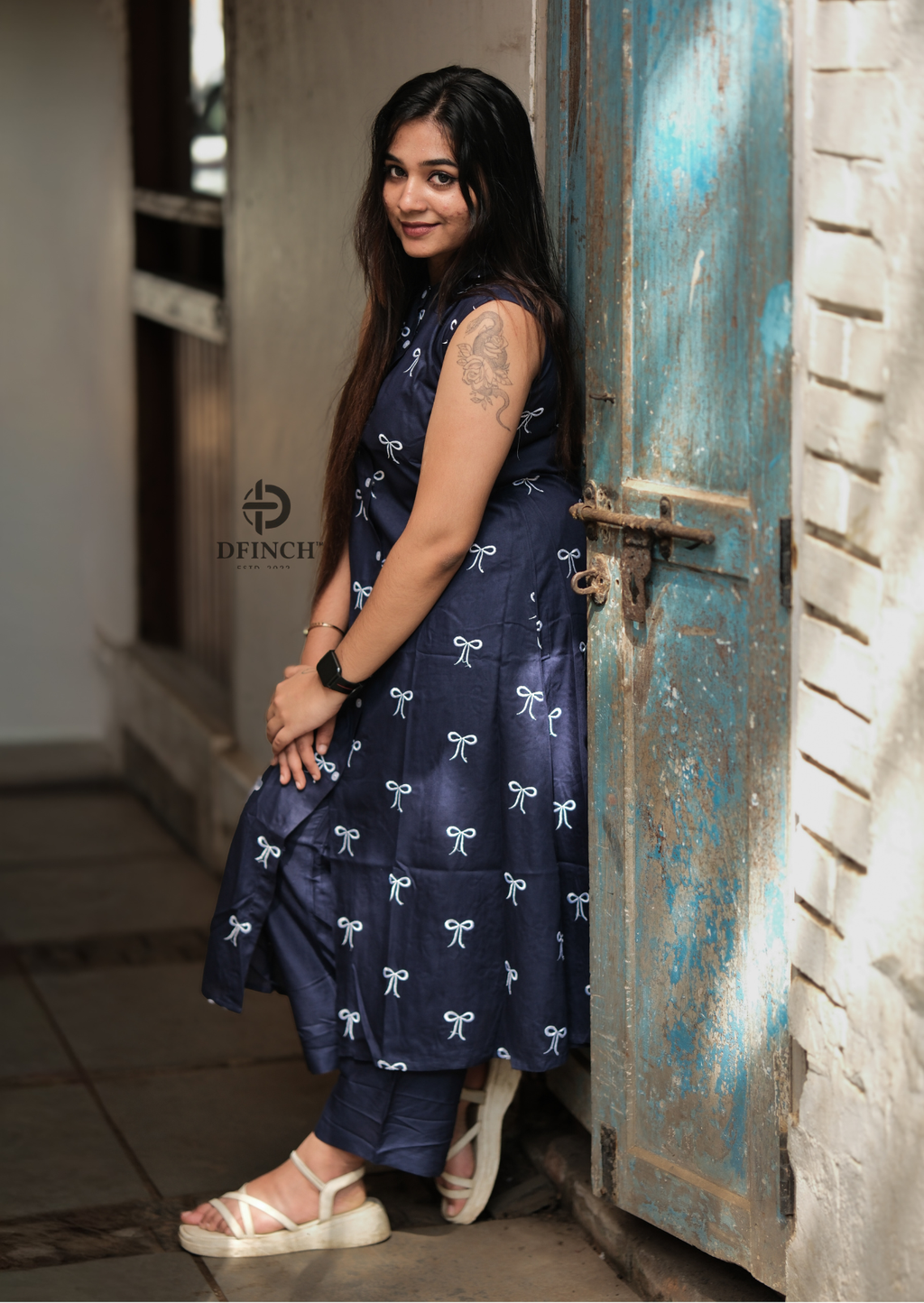 DFinch Vanessa Royale blue printed sleeveless dress